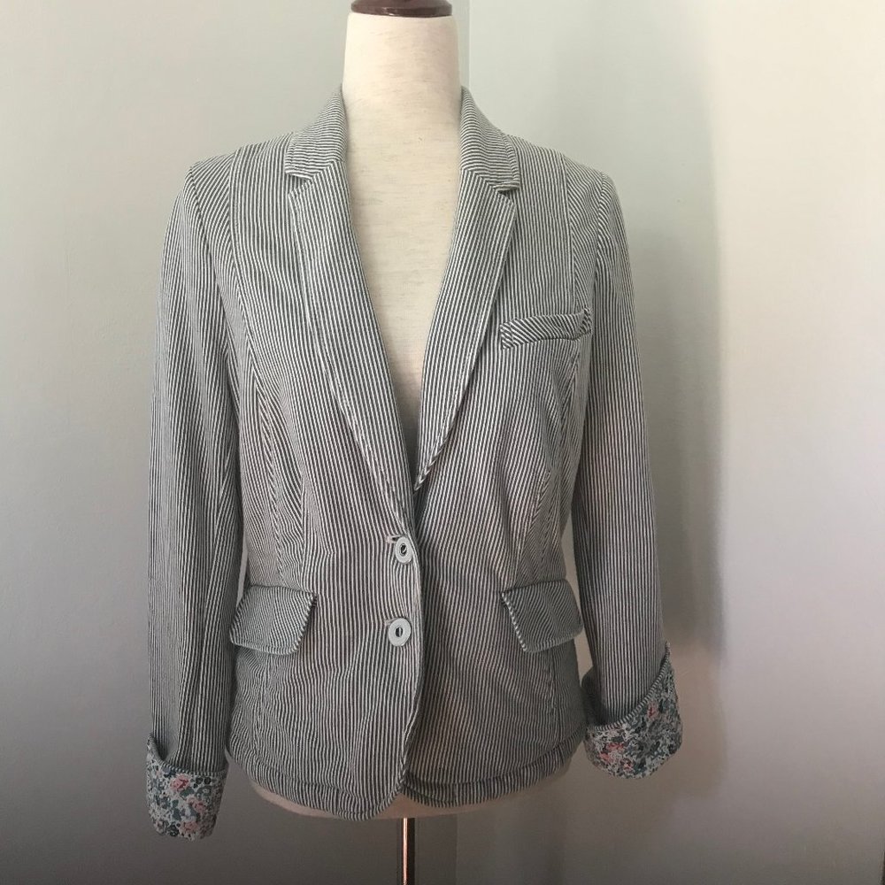 Anthropologie Allihop Pinstripe Natty Blazer